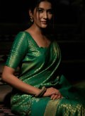 Gold and Green Kanjivaram Silk Woven Trendy Saree - 2