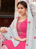 Gold and Pink Chinon Embroidered Trendy Salwar Kameez for Ceremonial - 1