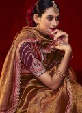 Gold and Violet color Art Silk Traditional Saree with Dimond - 1