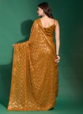 Gold color Embroidered Georgette Trendy Saree - 2