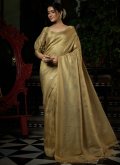 Gold color Woven Kanjivaram Silk Classic Designer Saree - 1
