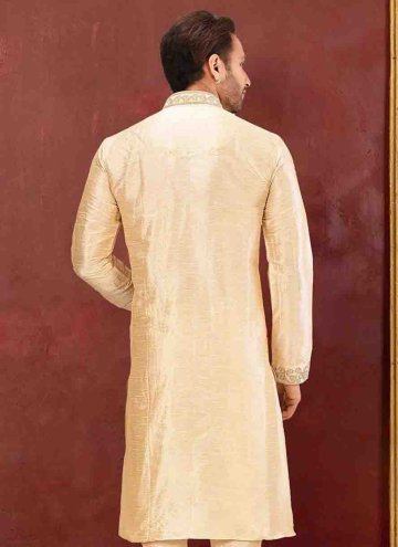 Gold Kurta in Art Dupion Silk with Embroidered
