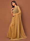 Gold Trendy Saree in Net with Diamond Work - 2