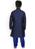 Gratifying Blue Art Dupion Silk Fancy work Jacket Style - 3