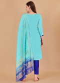 Gratifying Booti Work Banarasi Turquoise Salwar Suit - 1