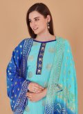 Gratifying Booti Work Banarasi Turquoise Salwar Suit - 3