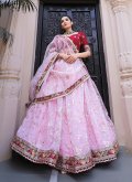 Gratifying Border Organza Rose Pink Designer Lehenga Choli - 2