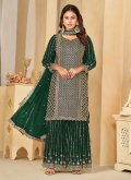 Gratifying Embroidered Faux Georgette Green Salwar Suit - 3