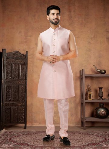 Gratifying Embroidered Jacquard Pink Indo Western