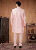 Gratifying Embroidered Jacquard Pink Indo Western - 2