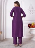 Gratifying Embroidered Silk Purple Salwar Suit - 2