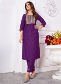 Gratifying Embroidered Silk Purple Salwar Suit - 3