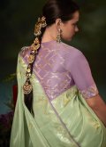 Gratifying Fancy work Fancy Fabric Green Contemporary Saree - 3