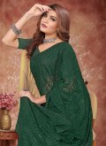 Gratifying Green Georgette Embroidered Contemporary Saree - 1