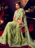 Gratifying Green Imported Embroidered Classic Designer Saree for Reception - 1