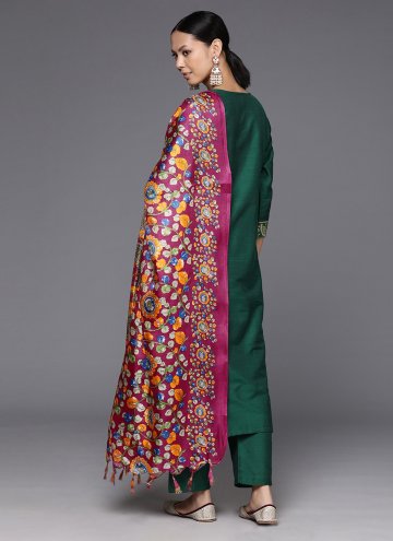 Gratifying Green Silk Blend Printed Salwar Suit