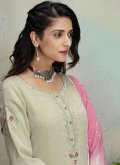 Gratifying Green Silk Embroidered Salwar Suit for Ceremonial - 1