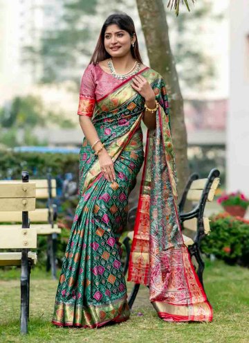 Gratifying Green Silk Woven Classic Designer Saree for Ceremonial