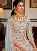 Gratifying Grey Faux Georgette Embroidered Trendy Salwar Kameez - 2
