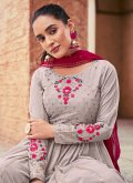 Gratifying Grey Georgette Embroidered Trendy Salwar Kameez - 1
