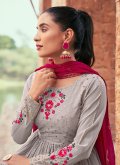 Gratifying Grey Georgette Embroidered Trendy Salwar Kameez - 3