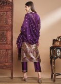 Gratifying Jacquard Work Cotton Silk Purple Salwar Suit - 1