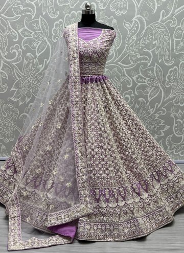 Gratifying Lavender Net Embroidered Lehenga Choli