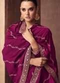Gratifying Magenta Silk Embroidered Trendy Salwar Kameez - 1