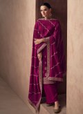 Gratifying Magenta Silk Embroidered Trendy Salwar Kameez - 2