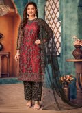 Gratifying Maroon Net Embroidered Leyered Salwar Suit for Festival - 1