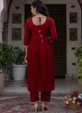 Gratifying Maroon Rayon Embroidered Salwar Suit - 1