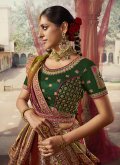 Gratifying Multi Colour Banarasi Embroidered Designer Lehenga Choli for Engagement - 1