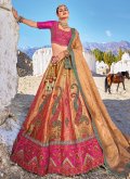 Gratifying Multi Colour Banarasi Embroidered Lehenga Choli for Engagement - 1