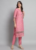 Gratifying Peach Cotton  Embroidered Salwar Suit - 3