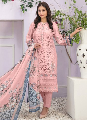 Gratifying Peach Georgette Embroidered Trendy Salw