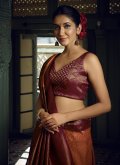 Gratifying Peach Kanjivaram Silk Woven Designer Traditional Saree for Ceremonial - 1