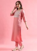 Gratifying Peach Silk Blend Embroidered Salwar Suit - 3