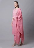 Gratifying Pink Cotton  Embroidered Salwar Suit - 1