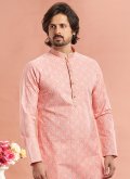 Gratifying Pink Cotton  Printed Kurta Pyjama for Ceremonial - 2