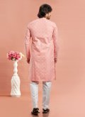 Gratifying Pink Cotton  Printed Kurta Pyjama for Ceremonial - 3