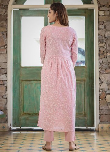 Gratifying Pink Cotton  Printed Salwar Suit
