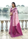 Gratifying Pink Cotton Silk Printed Designer Saree - 3