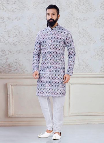 Gratifying Printed Cotton  Multi Colour Kurta Pyjama