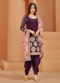 Gratifying Purple Art Silk Embroidered Trendy Salwar Suit - 2