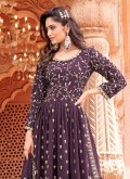 Gratifying Purple Faux Georgette Embroidered Salwar Suit - 1