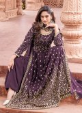 Gratifying Purple Faux Georgette Embroidered Salwar Suit - 2