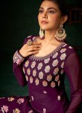 Gratifying Purple Georgette Embroidered Palazzo Suit for Ceremonial - 2