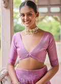 Gratifying Purple Handloom Silk Woven Trendy Saree - 1