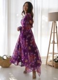 Gratifying Purple Organza Printed Gown - 2