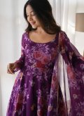 Gratifying Purple Organza Printed Gown - 3
